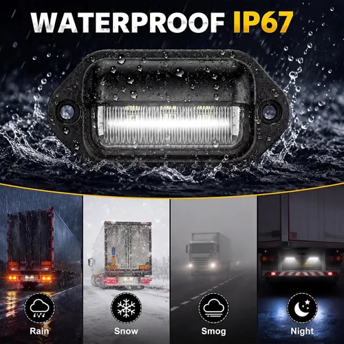 Vista 5 de Mudder Paquete de 8 luces LED de matrícula de 12 V, 6 LED, impermeables, luces traseras para camión, SUV, remolque, RV, camiones y barcos