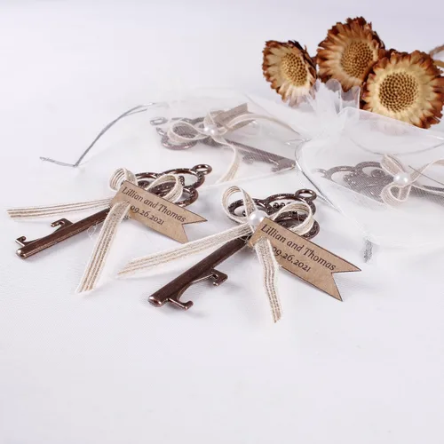 Vista 5 de HTF Pack of 10 Personalized Bronze Key Bottle Opener Wedding Favors Bottle Opener, Wedding Party Favor, Bridal Shower Favor, Bridesmaid Gifts