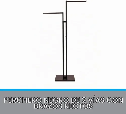 Vista 5 de SSWBasics Perchero de ropa ajustable de 2 vías negro con brazos rectos y detalles cromados, ajustable de 48 a 72 pulgadas, ideal para tiendas