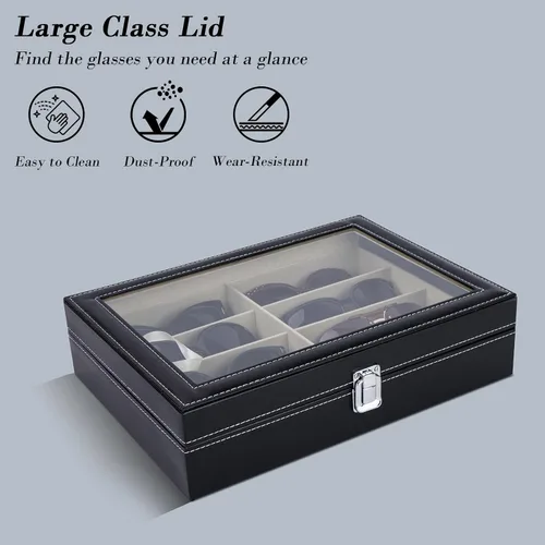 Vista 3 de AUTOARK Leather 8 Piece Eyeglasses Storage and Sunglass Glasses Display Case Organizer