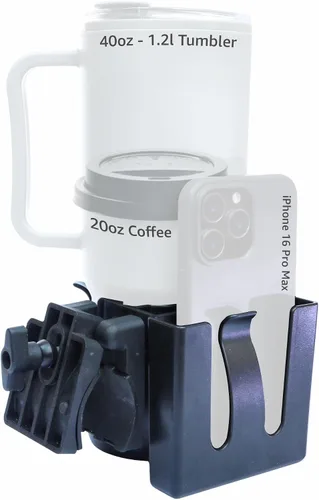 Vista 2 de CarryAround, cochecito, cochecito, cochecito, silla de ruedas, caminante, café, biberón, construido para durar, abrazadera universal fuerte, carrito