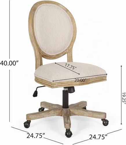 Vista 3 de Silla de oficina giratoria tapizada Pishkin - Beige/Natural
