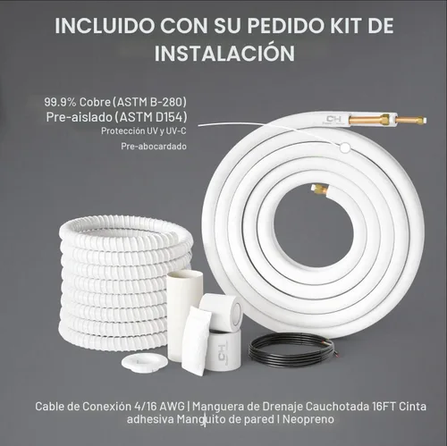Vista 5 de Cooper & Hunter 18,000 BTU Dual 2-Zona 9K + 9K BTU Montaje en Pared Mini Split Aire Acondicionado y Bomba de Calor Sin Conductos – 22.5 SEER – Kits