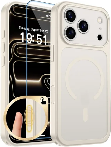 Vista 99 de zapica Funda magnética para iPhone Air, con protector de pantalla de vidrio templado, compatible con MagSafe, translúcida mate, a prueba de golpes