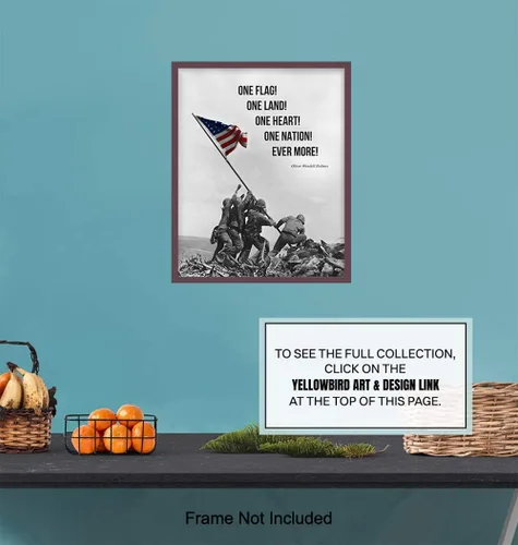 Vista 6 de Arte de pared con la bandera estadounidense, bandera marina, decoración de pared de Iwo Jima, foto del cuerpo de marina, regalos para hombres