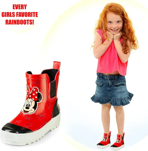 Vista 3 de Disney Botas de goma impermeables fáciles de meter de altura media para niña Minnie Mouse