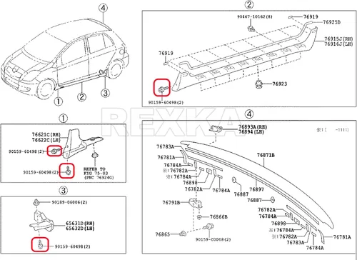 Vista 7 de Rexka Perno de tornillo de moldeo basculante para cubierta de parachoques para 90159-60498 Tacoma, Tundra, Highlander, RAV4, ES, GS, is, LS, RX