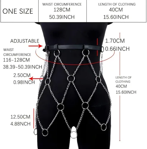 Vista 5 de ALRICOL 50.5IN Plus Size Belt Leather Harness Belt Adjustable Body Harness Plus Size Womens Harness Belt Plus
