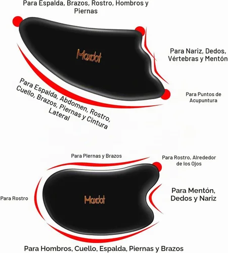 Vista 4 de Maxdot Juego de 5 herramientas de masaje Gua Sha, herramientas de masaje de raspado, piedra Guasha para terapia física de cara, espalda, cuello