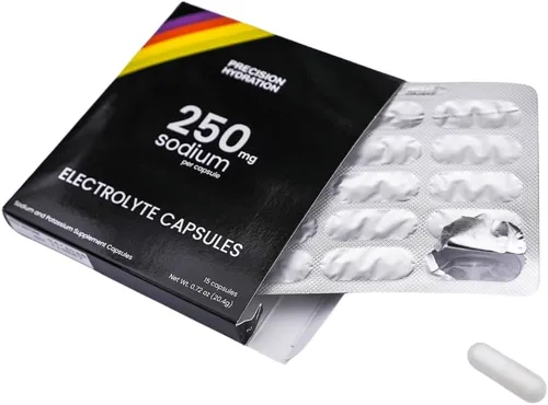 Vista 2 de Precision Hydration Cápsulas de electrolitos – 15 ampollas (impermeables) / cápsulas de sal – Combat Cramp – Sin ingredientes artificiales, fórmula