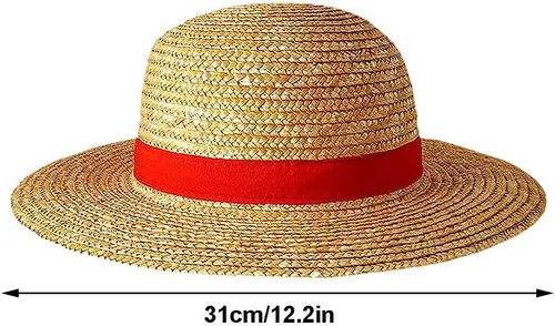 Vista 2 de Sombrero de paja Luffy para hombres y mujeres, multifuncional, Luffy Cosplay con cuerda, sol, playa, fiesta, viaje, actuación, disfraz de paja