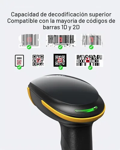 Vista 2 de Inateck Escáner de Código de Barras 2D con Soporte Inteligente, Escáner de Código QR Inalámbrico, Escáner de Mano con APP y SDK, Imagen 2D