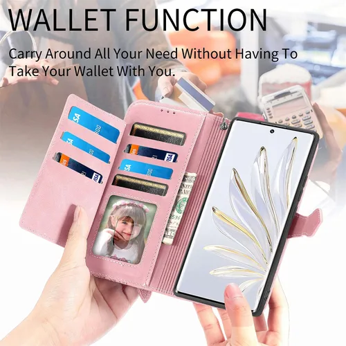Vista 4 de Funda compatible con Xiaomi Poco X3 GT, cartera con cremallera, compatible con Redmi Note 10 Pro (China) 5G de piel sintética con cierre magnético