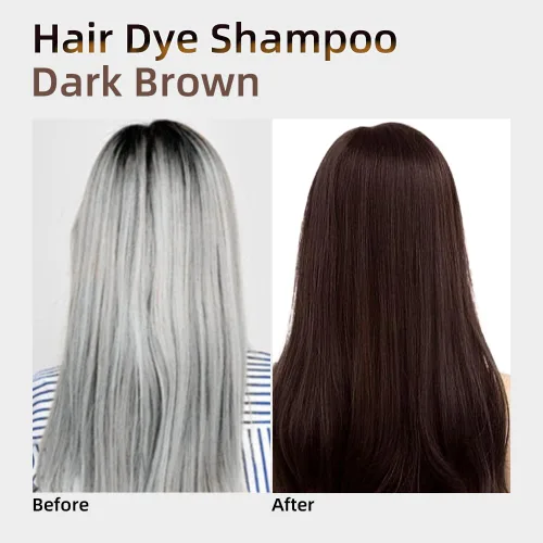 Vista 2 de Maryono Champú de tinte para el cabello castaño oscuro 3 en 1 para cobertura de canas, ingredientes herbarios, color instantáneo, para mujeres