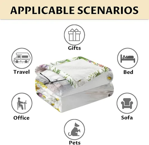 Vista 6 de Manta de caballo para regalo, 30 x 40 pulgadas, bonita manta para niñas y niños, manta blanca de felpa suave y mullida para sofá, oficina