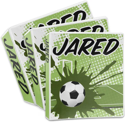 Vista 3 de Carpeta de fútbol personalizada con 3 anillas, 1 pulgada, color verde