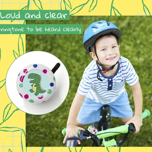 Vista 5 de ONIPAX Timbre de bicicleta con sonido fuerte, oso polar, conejo, dinosaurio, lindo anillo de bicicleta de dibujos animados para adultos o niños