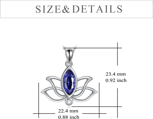 Vista 4 de YFN Collar de loto de plata de ley con colgante de piedra natal de loto, joyería de loto, regalos de cumpleaños para mujeres y niñas, Plata