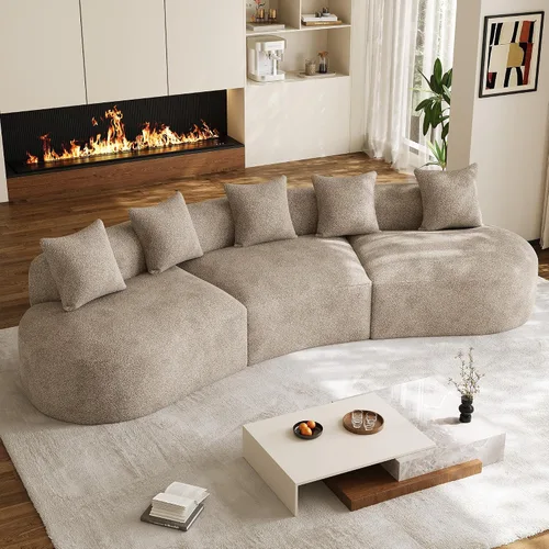 Vista 30 de Sofá seccional de gran tamaño de 147" para sala de estar, sofá moderno de lujo de chenilla suave de 4 plazas extra profundo y ancho con asiento