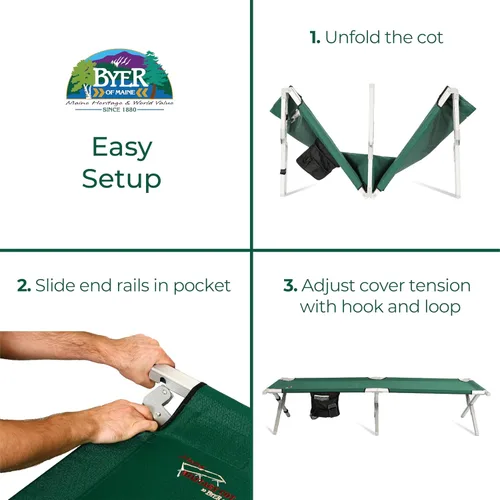 Vista 10 de BYER OF MAINE Cuna militar, verde, cunas para dormir, resistente, acero