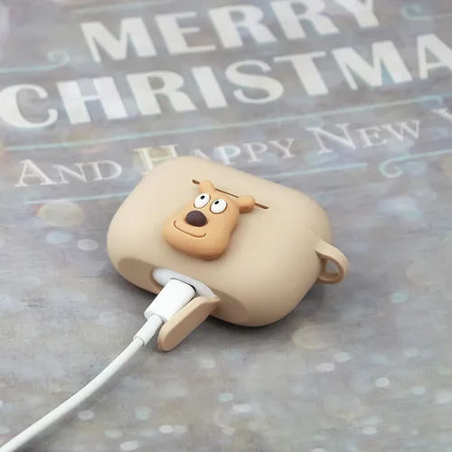 Vista 5 de Wonhibo Funda para Airpod Pro, linda funda Kawaii para Airpod Pro 2019 con llavero para mujer (perro)