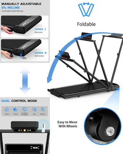 Vista 7 de Ueadcm Almohadilla para caminar con barra de mango ajustable, almohadilla para caminar debajo del escritorio con control remoto y pantalla LED