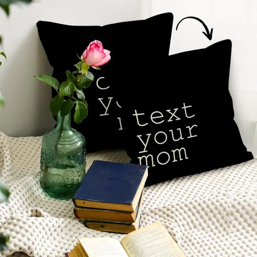 Vista 6 de Call Text Your Mom - Funda de almohada reversible de lino de 18 x 18 pulgadas, fundas de almohada para aula, regalos de graduación para decoración