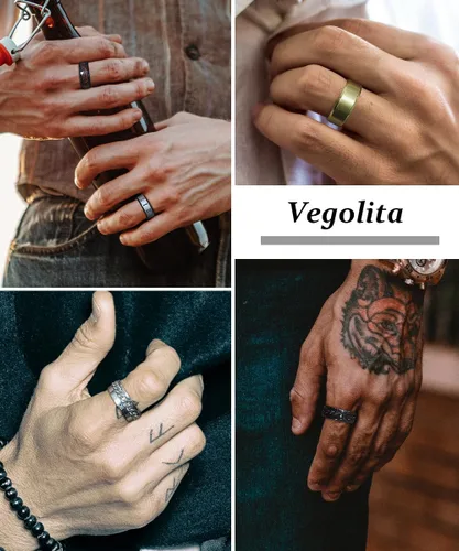Vista 4 de Vegolita 16 anillos de acero inoxidable para hombres y mujeres, anillos simples para aliviar el estrés y la ansiedad, anillos giratorios de ajuste