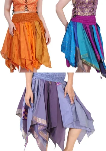 Vista 4 de Wevez Falda estilo hojas tribales para mujer, paquete de 3, talla única, surtido, Variado