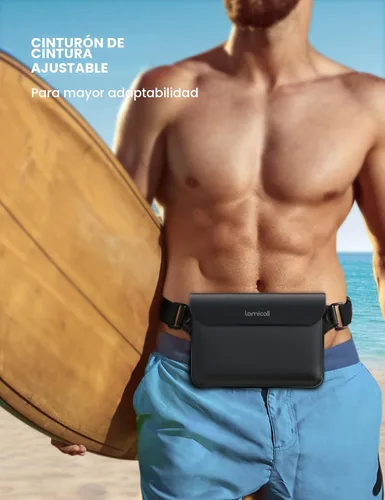 Vista 7 de Lamicall Riñonera Impermeable - [Paquete de 2] [Correa de Cintura Elástica 2025] Bolsas Secas IPX8 a Prueba de Agua para Natación, Playa, Kayak