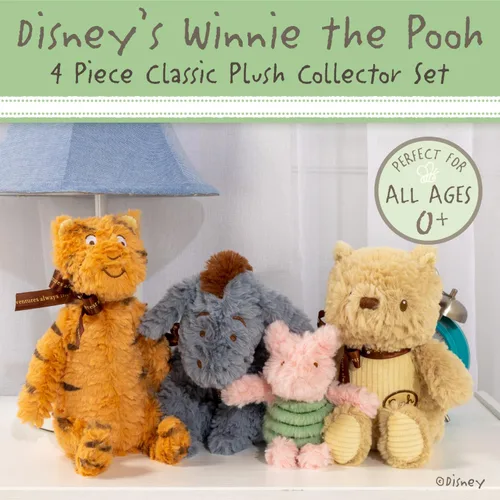 Vista 2 de Kids Preferred Disney Baby Winnie the Pooh y amigos - Juego de coleccionistas de 4 piezas de peluches de animales de peluche clásicos