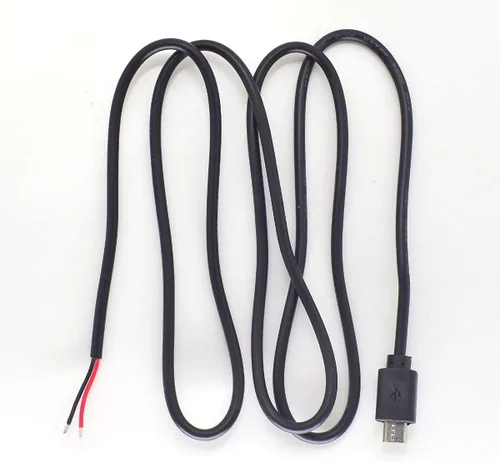 Vista 2 de 2 cables micro USB macho Pigtail de 3.3 ft/3.3 pies, cable de alimentación de 5 V, 3A 22 AWG, cable de enchufe macho micro USB, 2 cables, cable