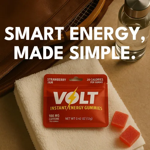 Vista 8 de Volt - Gomitas de energía instantánea, 100 mg de cafeína por gomita, combustible de acción rápida para entrenamiento, carrera + estudio, alternativa