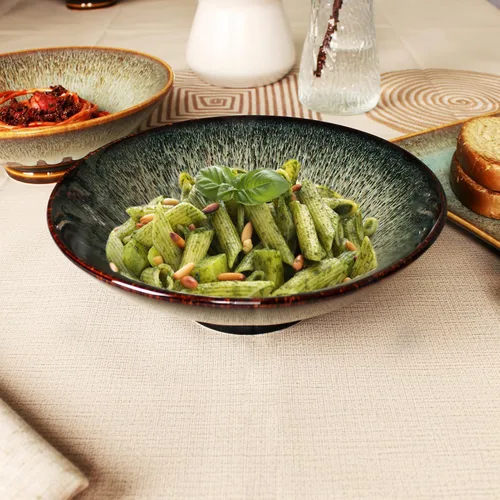Vista 6 de Juego de 2 cuencos de cerámica japoneses para sopa de fideos ramen, para ramen, Pho, sopa, ensalada, pasta, platos asiáticos, fideos Udon, cuenco