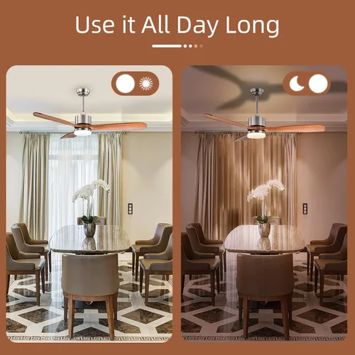 Vista 9 de Tangkula Ventilador de techo de 52 pulgadas con luz LED y control remoto, ventilador de techo interior para sala de estar, dormitorio, velocidad