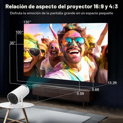 Vista 6 de Mini proyector con Wifi y Bluetooth, aplicación incorporada Proyector