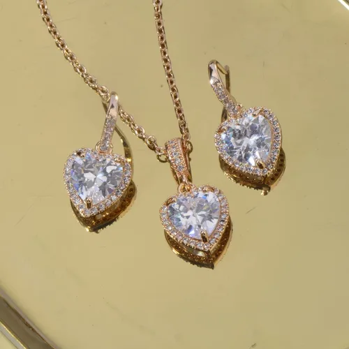 Vista 5 de Juego de joyas de cristal para boda nupcial con colgante de lágrima, collar y aretes colgantes para novia, damas de honor, madre de novia, fiesta