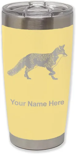 Vista 13 de LaserGram Vaso aislado al vacío de 20 onzas, zorro, grabado personalizado incluido (negro)
