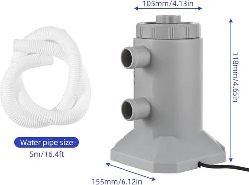 Vista 5 de Kavolet Bomba de filtro de piscina, bomba de filtro de cartucho para piscinas sobre el suelo 530 GPH 250L/H Tasa de flujo de bajo ruido mejorada
