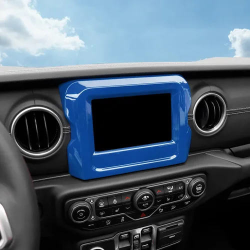 Vista 7 de CheroCar Marco de panel de pantalla GPS de navegación, accesorios interiores compatibles con Jeep Wrangler JL JLU y Gladiator JT 2018-2022, azul..