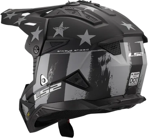 Vista 3 de LS2 Helmets Gate II - Casco integral para motocicleta MX Matte Battle Scar Tonal Gris/Negro