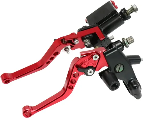 Vista 5 de Motocicleta 7/8 "0.866 in Manillar Freno Cilindro Maestro Palanca de Embrague CNC Izquierda y Derecha Juego Universal Compatible con Honda Kawasaki