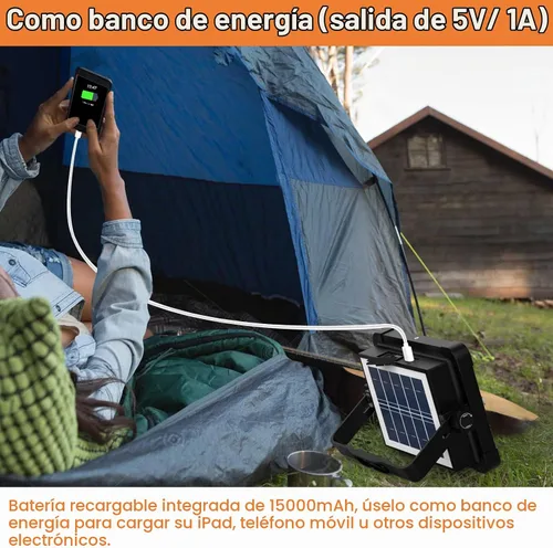 Vista 4 de ERAY Luz de Trabajo LED Portátil con Batería Recargable 15000mAh 10000 LM, Luces de Camping Solares, IP66 4 Modos de Iluminación Luz de Trabajo
