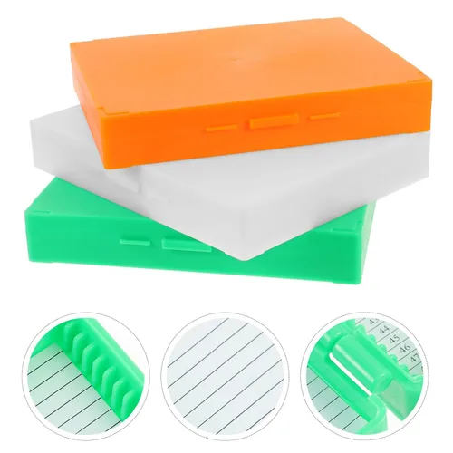 Vista 2 de Cajas de diapositivas de microscopio biológico 3 unids Organizadores de diapositivas de microscopio científico Cajas