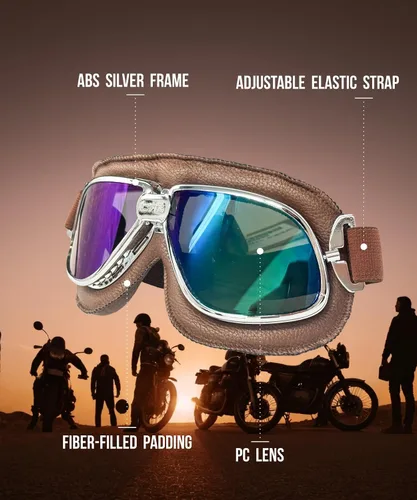 Vista 3 de CRG Sports goggle estilo vintage, aviador para motocicleta T11 - Clásico