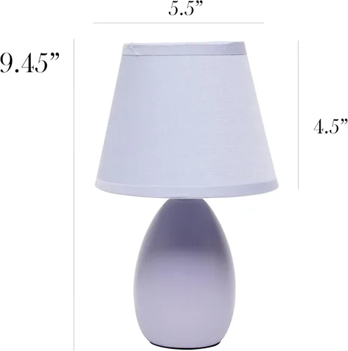 Vista 3 de Simple Designs LT1197-PRP Lámpara de Mesa de Cerámica Ovalada Mini Elegante y Estilizada Oblonga de 9.45" con Pantalla a Juego, para Sala de Estar