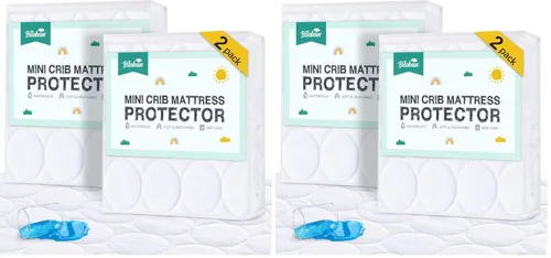 Vista 20 de Sábanas Protectoras de Colchón para Cuna Impermeables Paquete de 2, Funda Acolchada de Protector de Colchón para Cuna Ajustable para Colchón de Cama