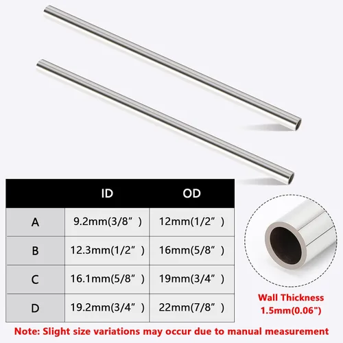 Vista 4 de Livabber Tubo redondo de acero inoxidable 304, pared de 0.06 pulgadas x 12 pulgadas de largo, tubo soldable a prueba de óxido para construcción