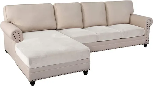 Vista 19 de Fundas para sofá de 3/4 piezas, fundas para sofá en forma de L para sofá seccional, elásticas, más gruesas, de jacquard separado, funda para sofá #1