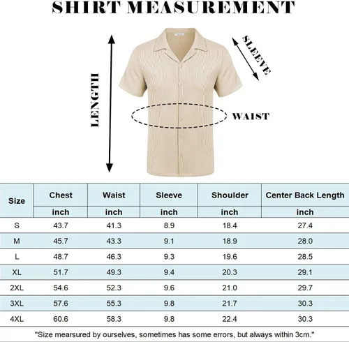 Vista 6 de COOFANDY Camisas casuales con botones para hombre, de manga corta, ajuste regular, a la moda, para campamento y playa
